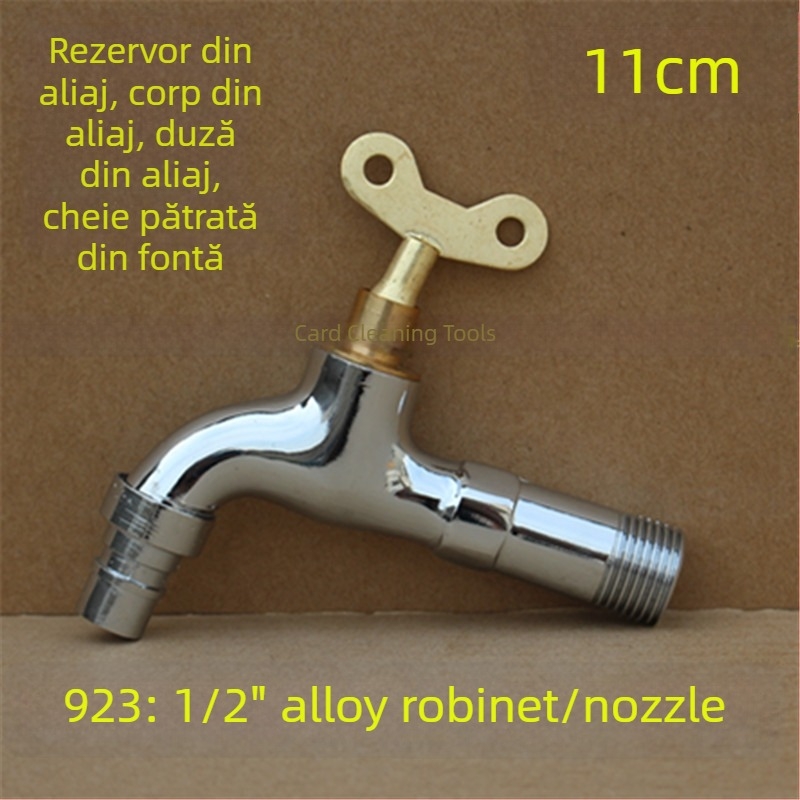 Robinet exterior cu încuietoare și cheie pentagonală, din cupru total, model 950, supapă cu disc ceramic, flux de apă rece, ieșire unică