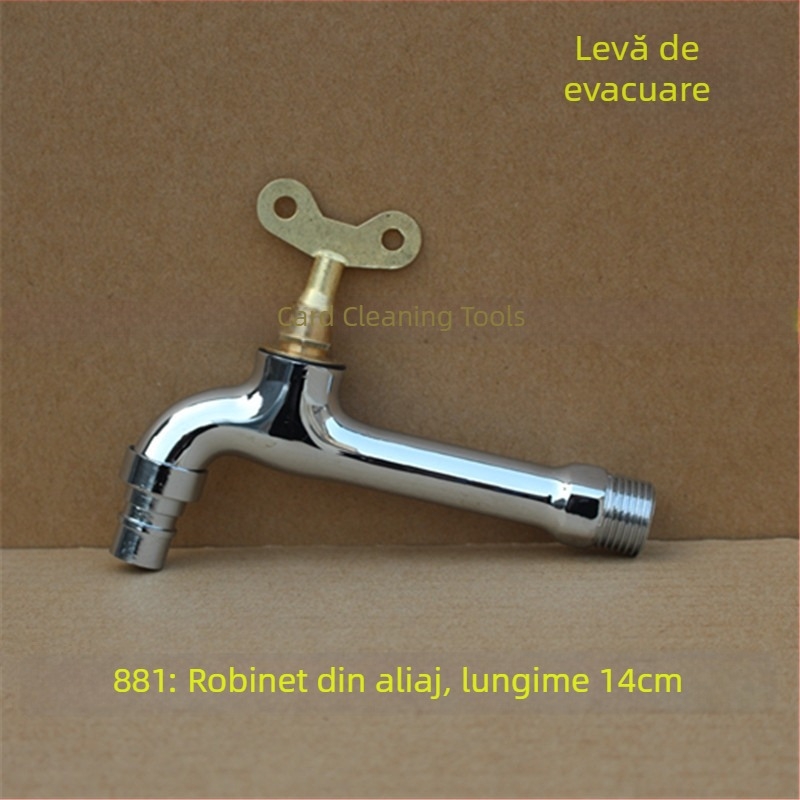 Robinet exterior cu încuietoare și cheie pentagonală, din cupru total, model 950, supapă cu disc ceramic, flux de apă rece, ieșire unică