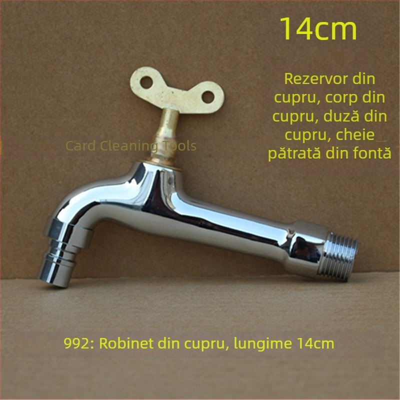 Robinet exterior cu încuietoare și cheie pentagonală, din cupru total, model 950, supapă cu disc ceramic, flux de apă rece, ieșire unică