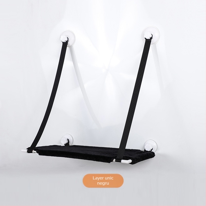 Hamac pentru pisici cu ventuze pentru fereastră, cuib dublu montat pe perete pentru cățărare