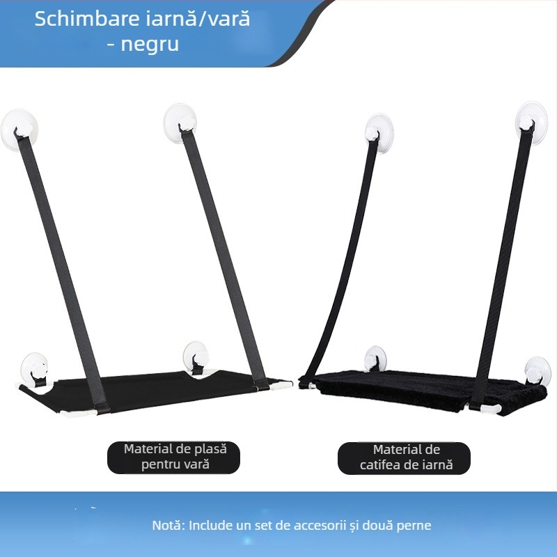 Hamac pentru pisici cu ventuze pentru fereastră, cuib dublu montat pe perete pentru cățărare