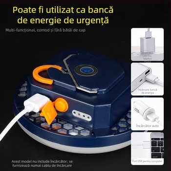 Lumină LED pentru cort – alimentare prin energie cinetică, rezistentă la apă, portabilă