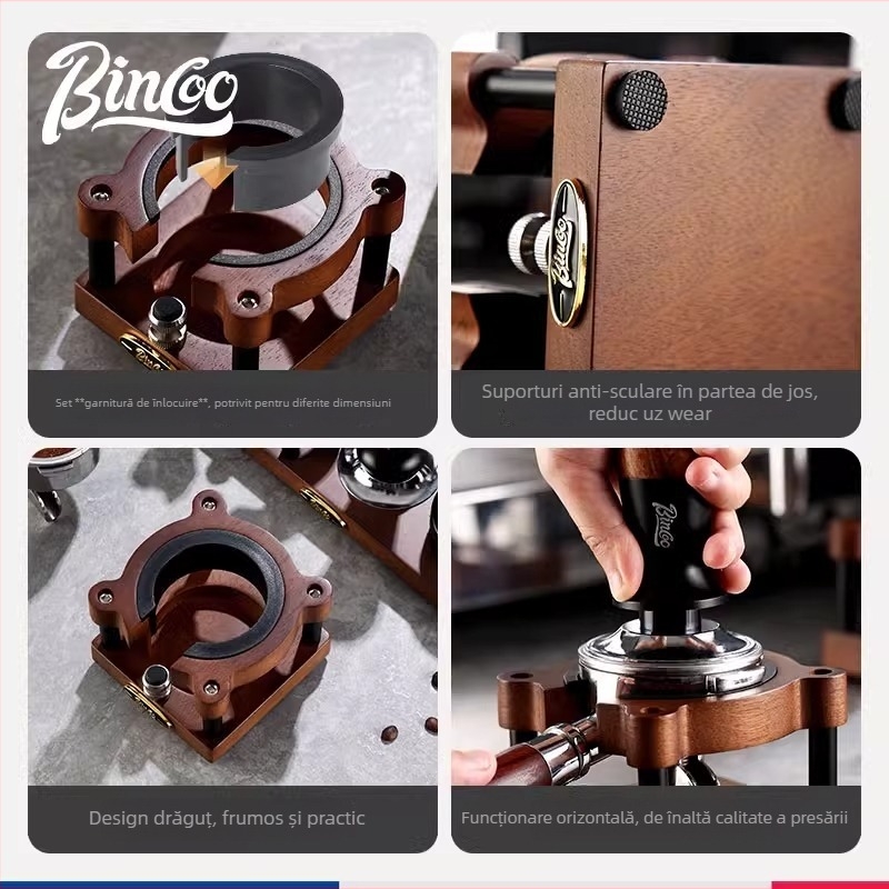 Bază din lemn pentru presă de cafea și raft de depozitare – Organizator de birou premium pentru accesorii ale mașinii de cafea, stil retro lux