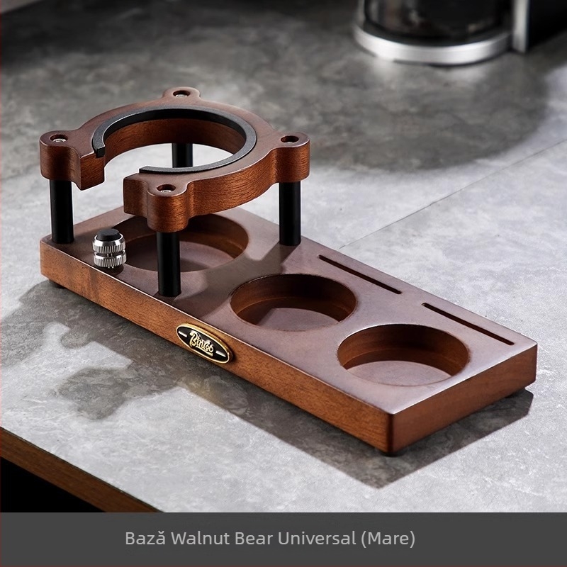 Bază din lemn pentru presă de cafea și raft de depozitare – Organizator de birou premium pentru accesorii ale mașinii de cafea, stil retro lux