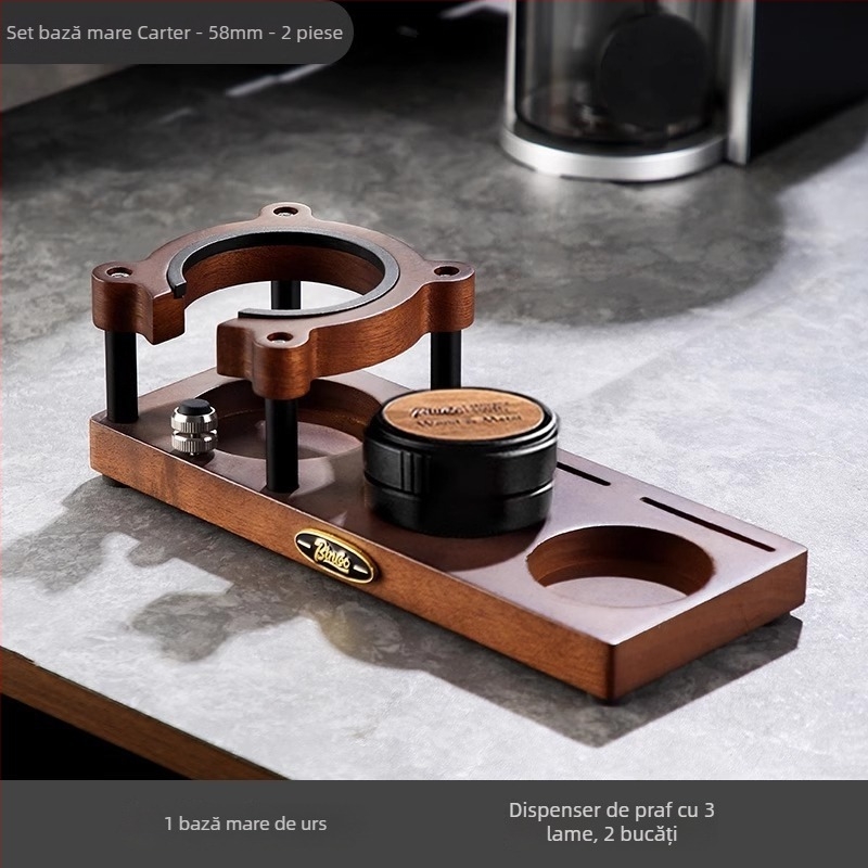 Bază din lemn pentru presă de cafea și raft de depozitare – Organizator de birou premium pentru accesorii ale mașinii de cafea, stil retro lux