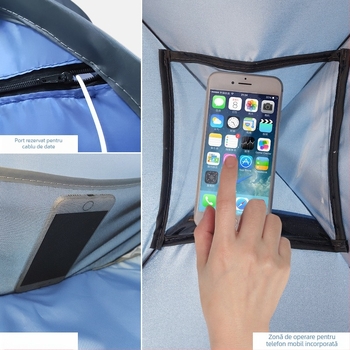 Cort de dormit pentru cap, pliere rapidă, strat unic; greutate 1,0 kg; stâlpi din oțel galvanizat; material interior 190T cu acoperire argintie poliester Oxford; material exterior Oxford; impermeabil exterior <1000 mm; utilizare all-season