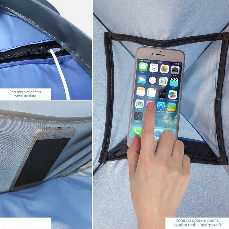 Cort de dormit pentru cap, pliere rapidă, strat unic; greutate 1,0 kg; stâlpi din oțel galvanizat; material interior 190T cu acoperire argintie poliester Oxford; material exterior Oxford; impermeabil exterior <1000 mm; utilizare all-season