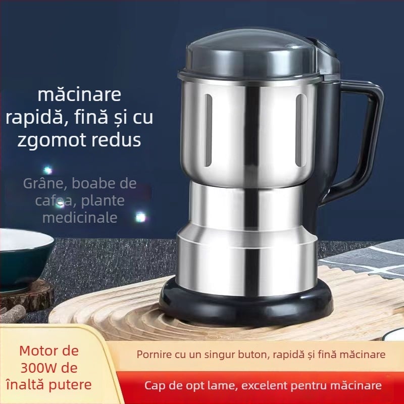 Mașină de măcinat cereale pentru uz casnic, cu recipient din oțel inoxidabil, lamă dublă de amestec, 20.000–29.999 rpm, 110–240V, capacitate sub 1 L, automat complet