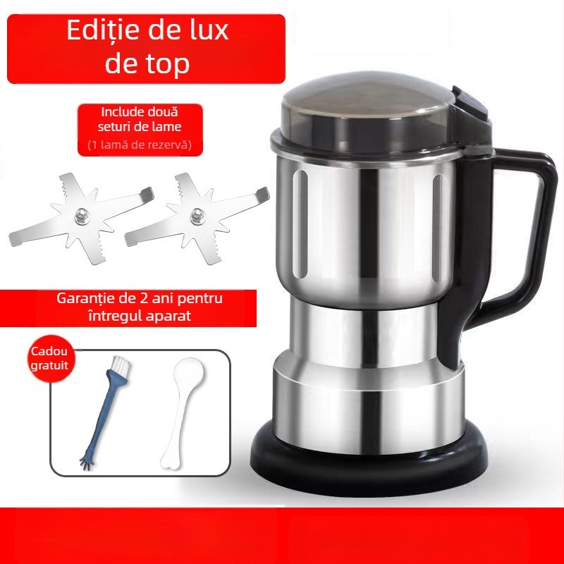 Mașină de măcinat cereale pentru uz casnic, cu recipient din oțel inoxidabil, lamă dublă de amestec, 20.000–29.999 rpm, 110–240V, capacitate sub 1 L, automat complet