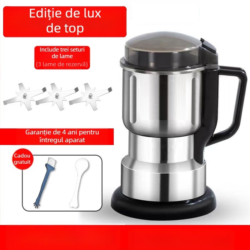 Mașină de măcinat cereale pentru uz casnic, cu recipient din oțel inoxidabil, lamă dublă de amestec, 20.000–29.999 rpm, 110–240V, capacitate sub 1 L, automat complet