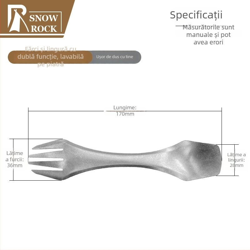 Lingură-furculiță din titan pur, utilizare duală, tacâmuri portabile pentru camping, cântărind aproximativ 23 g, rezistente la temperaturi înalte și la căderi, logo personalizabil