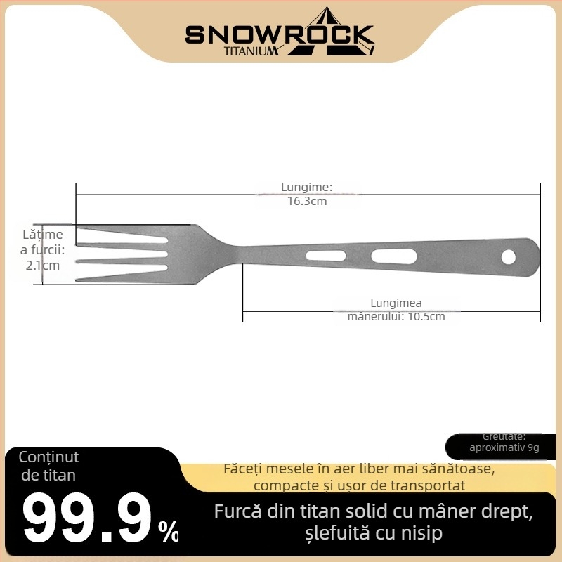 Lingură-furculiță din titan pur, utilizare duală, tacâmuri portabile pentru camping, cântărind aproximativ 23 g, rezistente la temperaturi înalte și la căderi, logo personalizabil