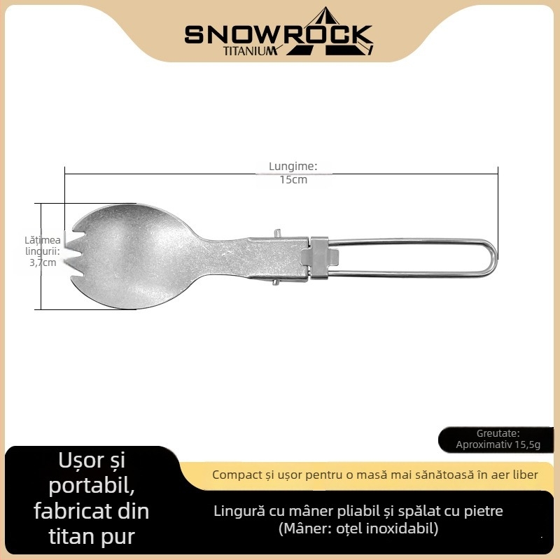 Lingură-furculiță din titan pur, utilizare duală, tacâmuri portabile pentru camping, cântărind aproximativ 23 g, rezistente la temperaturi înalte și la căderi, logo personalizabil
