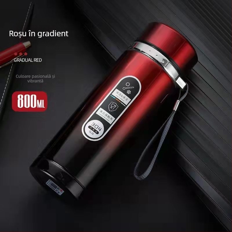 Termos din oțel inoxidabil inteligent pentru afaceri, cu ecran LED tactil, control inteligent, separare ceai-apă, interior 304 / exterior 201, izolație 12–24 h