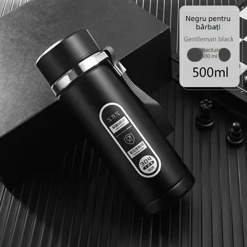 Termos din oțel inoxidabil inteligent pentru afaceri, cu ecran LED tactil, control inteligent, separare ceai-apă, interior 304 / exterior 201, izolație 12–24 h