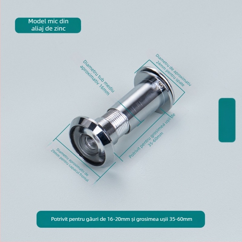 Vizor de ușă cu ochi de pisică, reglabil, vedere din interior și exterior, anti-furt, aliaj de zinc/cupru pur, stil modern minimalist