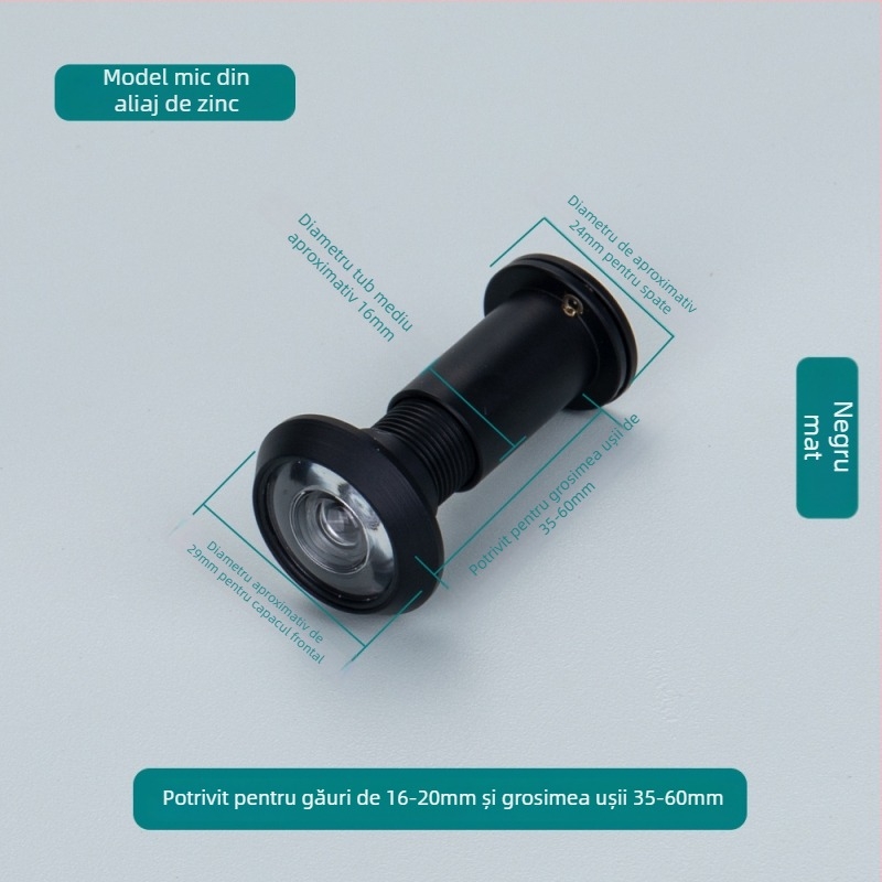 Vizor de ușă cu ochi de pisică, reglabil, vedere din interior și exterior, anti-furt, aliaj de zinc/cupru pur, stil modern minimalist