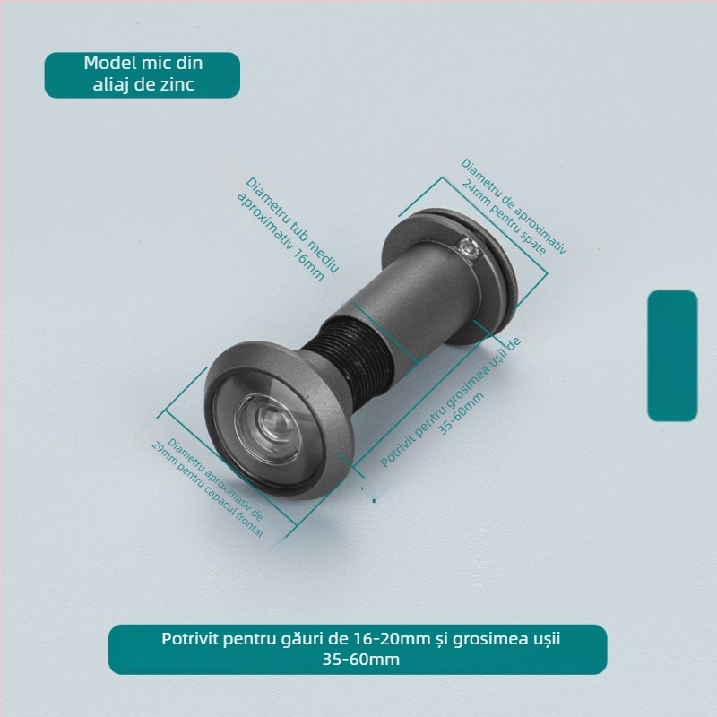 Vizor de ușă cu ochi de pisică, reglabil, vedere din interior și exterior, anti-furt, aliaj de zinc/cupru pur, stil modern minimalist