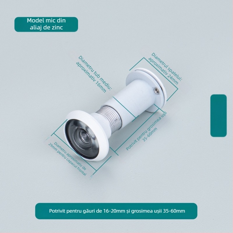 Vizor de ușă cu ochi de pisică, reglabil, vedere din interior și exterior, anti-furt, aliaj de zinc/cupru pur, stil modern minimalist