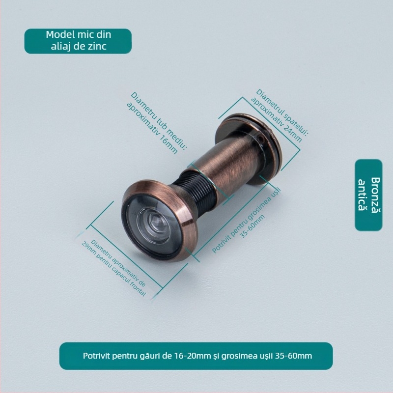 Vizor de ușă cu ochi de pisică, reglabil, vedere din interior și exterior, anti-furt, aliaj de zinc/cupru pur, stil modern minimalist