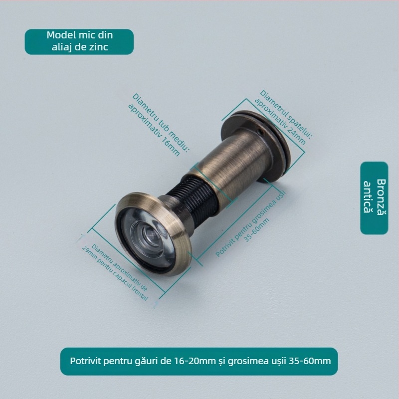 Vizor de ușă cu ochi de pisică, reglabil, vedere din interior și exterior, anti-furt, aliaj de zinc/cupru pur, stil modern minimalist