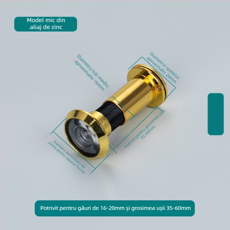 Vizor de ușă cu ochi de pisică, reglabil, vedere din interior și exterior, anti-furt, aliaj de zinc/cupru pur, stil modern minimalist