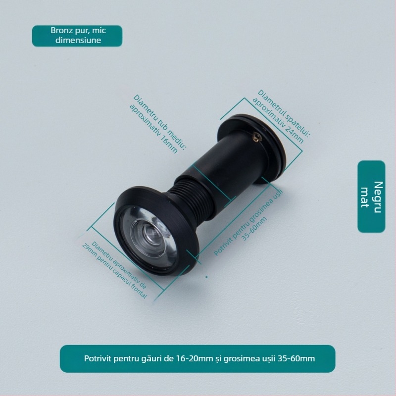 Vizor de ușă cu ochi de pisică, reglabil, vedere din interior și exterior, anti-furt, aliaj de zinc/cupru pur, stil modern minimalist