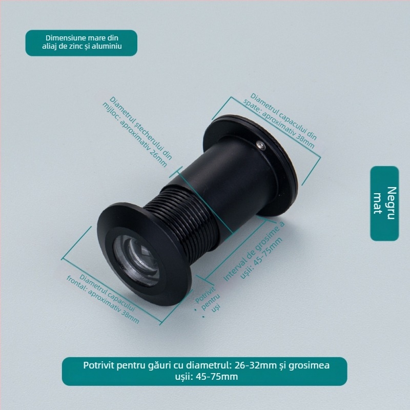 Vizor de ușă cu ochi de pisică, reglabil, vedere din interior și exterior, anti-furt, aliaj de zinc/cupru pur, stil modern minimalist