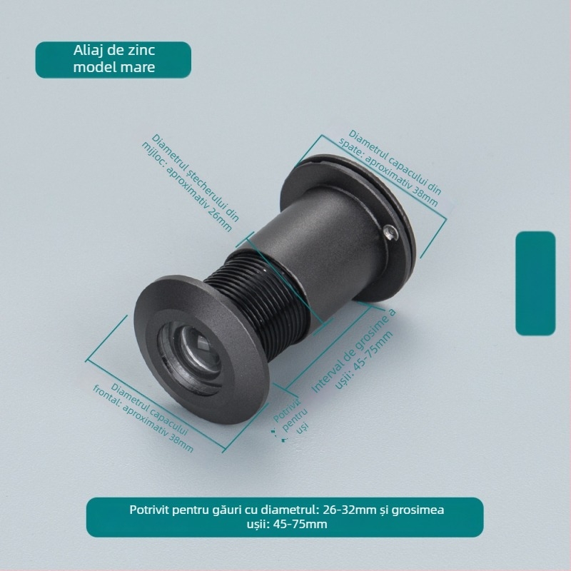 Vizor de ușă cu ochi de pisică, reglabil, vedere din interior și exterior, anti-furt, aliaj de zinc/cupru pur, stil modern minimalist