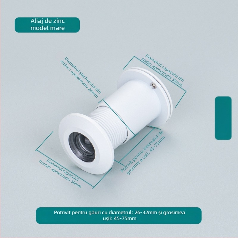 Vizor de ușă cu ochi de pisică, reglabil, vedere din interior și exterior, anti-furt, aliaj de zinc/cupru pur, stil modern minimalist