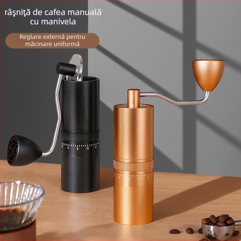 Nine Forging Măcinător de cafea manual – CNC reglabil extern cu setare de șapte stele, măcinător manual, stil retro luxos, personalizare disponibilă
