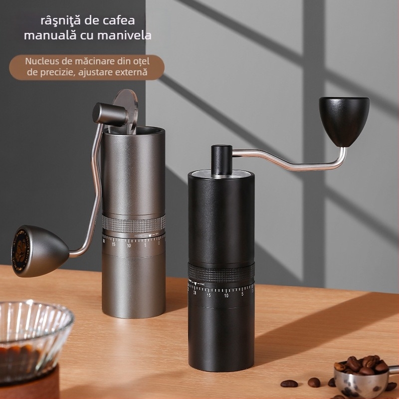 Nine Forging Măcinător de cafea manual – CNC reglabil extern cu setare de șapte stele, măcinător manual, stil retro luxos, personalizare disponibilă