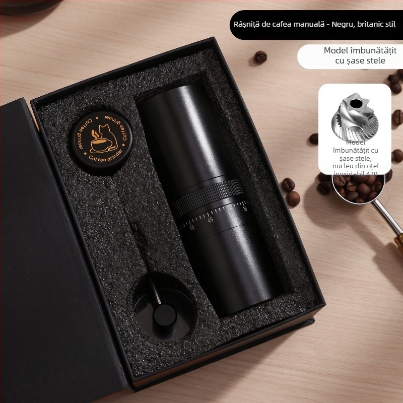 Nine Forging Măcinător de cafea manual – CNC reglabil extern cu setare de șapte stele, măcinător manual, stil retro luxos, personalizare disponibilă