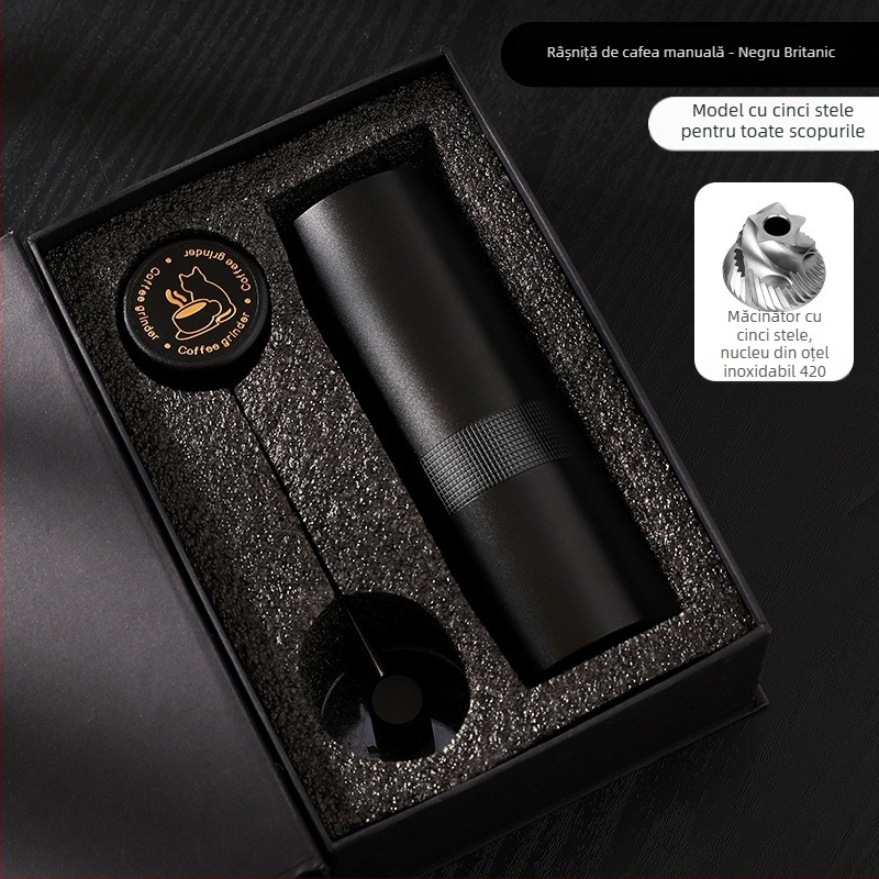 Nine Forging Măcinător de cafea manual – CNC reglabil extern cu setare de șapte stele, măcinător manual, stil retro luxos, personalizare disponibilă