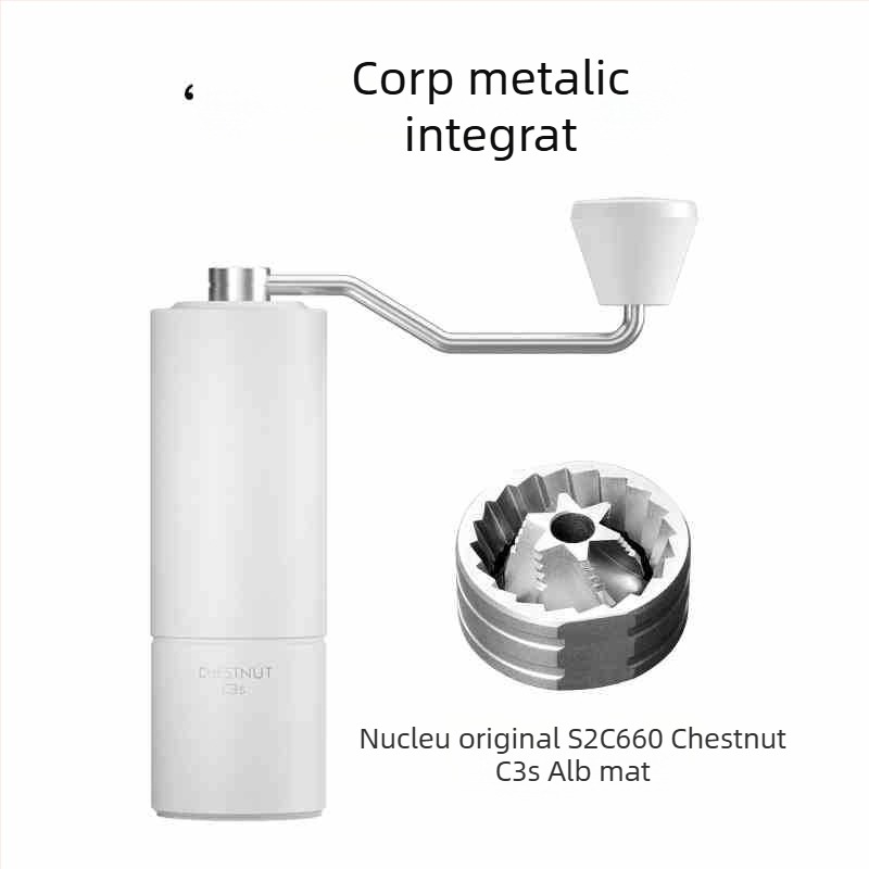 Râșniță de cafea manual Timemore C2S/C3S/S3 — corp metalic și mâner metalic