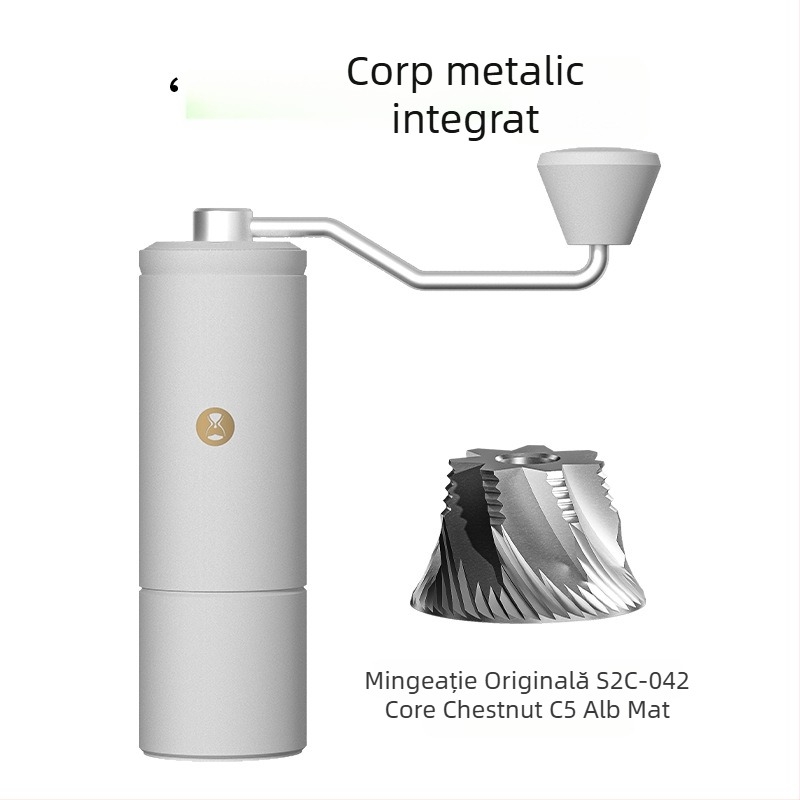 Râșniță de cafea manual Timemore C2S/C3S/S3 — corp metalic și mâner metalic