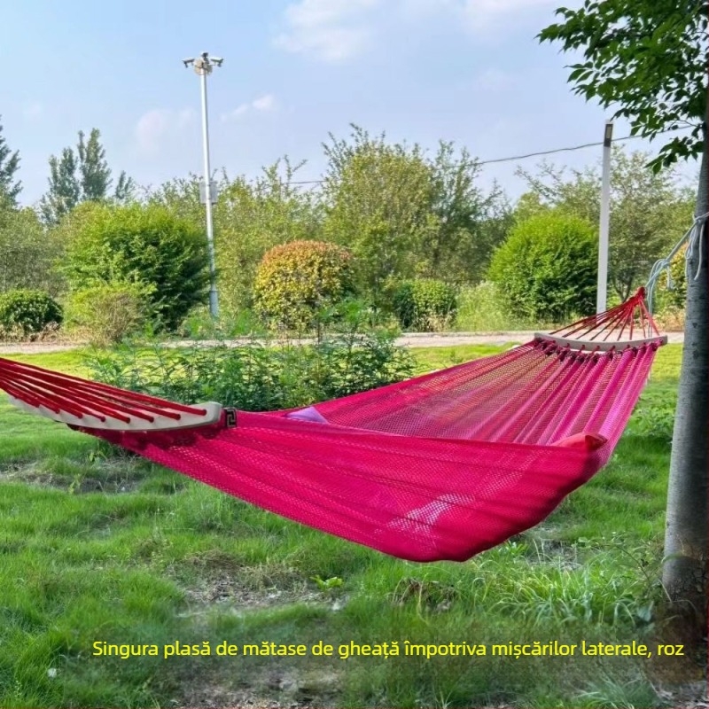 Hamac din țesătură plasă ice silk, respirabil pentru exterior, sarcină 250 kg, greutate 650 g