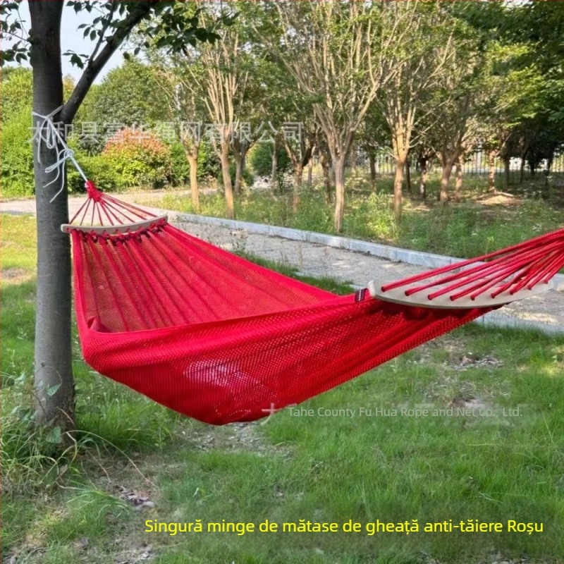 Hamac din țesătură plasă ice silk, respirabil pentru exterior, sarcină 250 kg, greutate 650 g