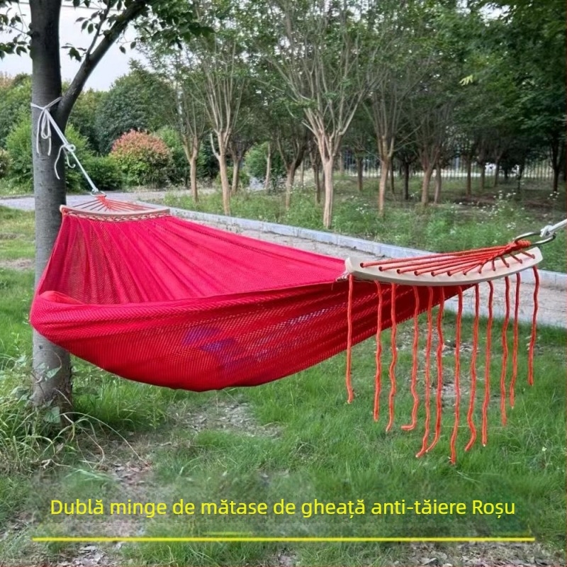 Hamac din țesătură plasă ice silk, respirabil pentru exterior, sarcină 250 kg, greutate 650 g