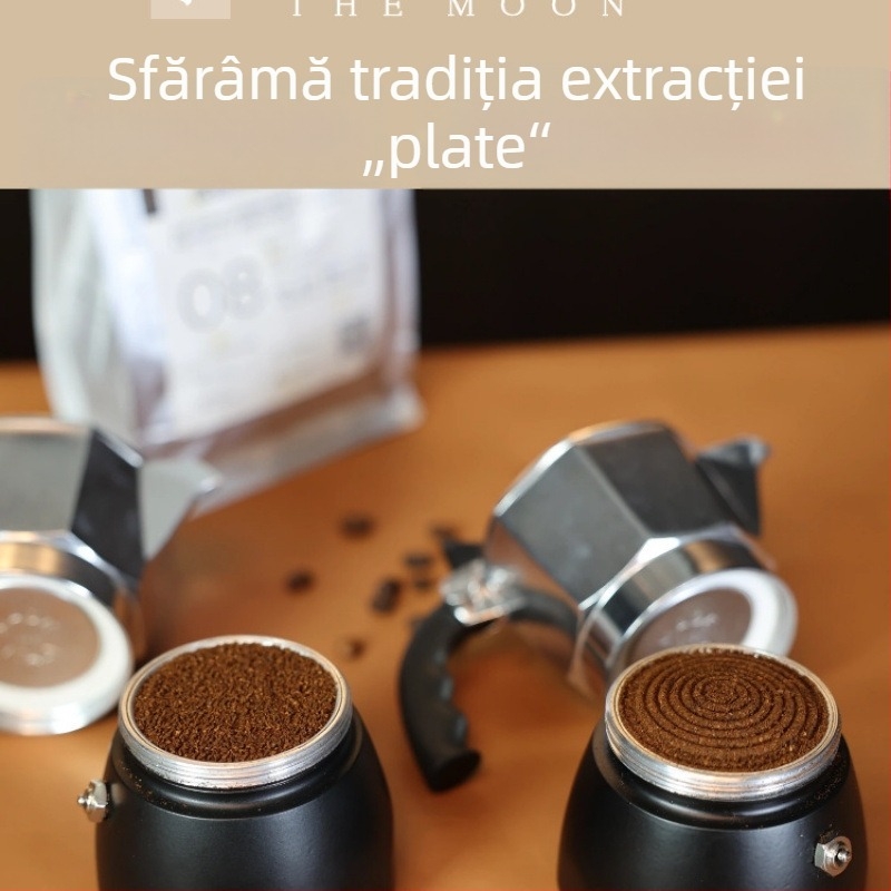 Accesoriu semi-automat pentru moka pot: inel de transfer al prafului în trepte, dozator de praf și presă pentru cafea – protecție împotriva împrăștierii prafului, prevenire a vărsării