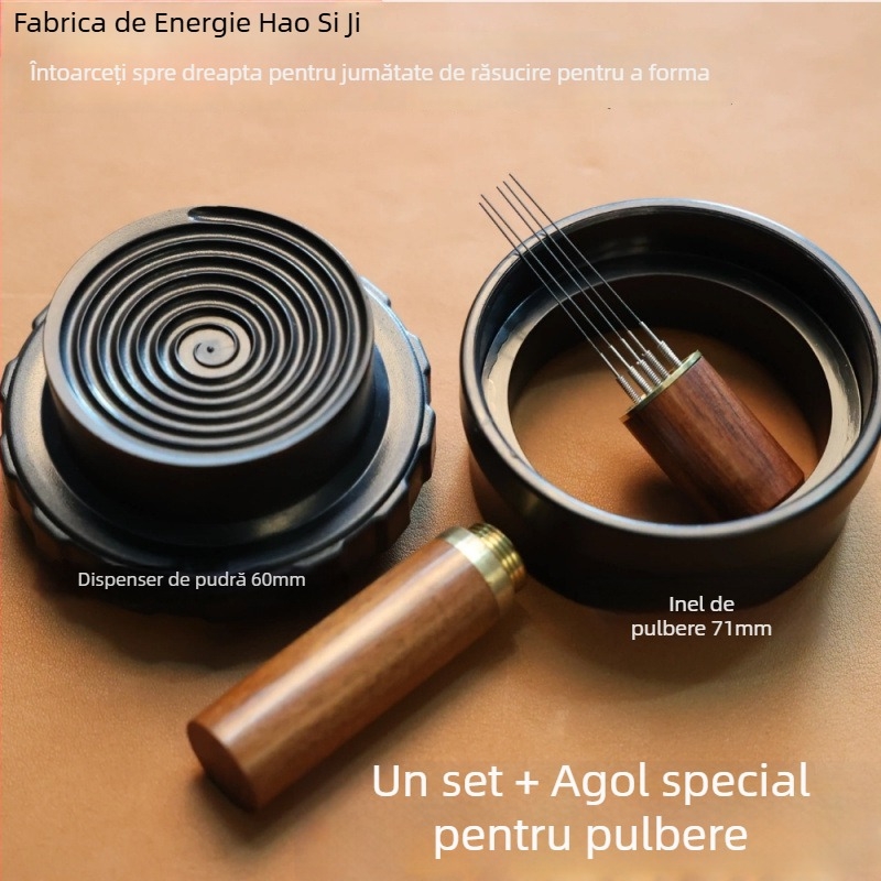 Accesoriu semi-automat pentru moka pot: inel de transfer al prafului în trepte, dozator de praf și presă pentru cafea – protecție împotriva împrăștierii prafului, prevenire a vărsării