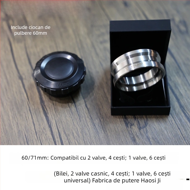 Accesoriu semi-automat pentru moka pot: inel de transfer al prafului în trepte, dozator de praf și presă pentru cafea – protecție împotriva împrăștierii prafului, prevenire a vărsării