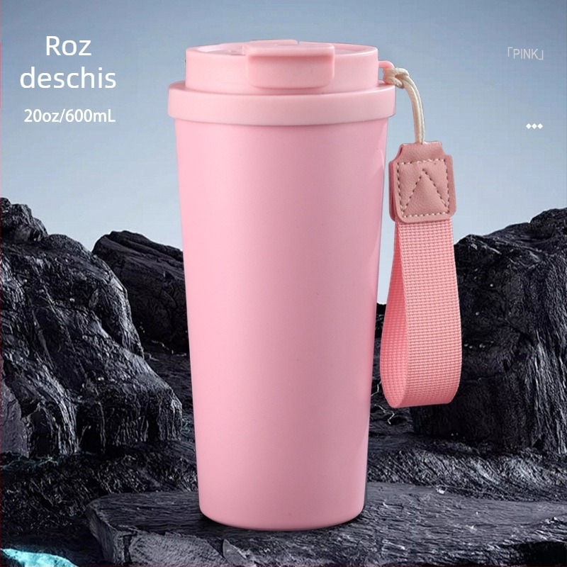 Termos cafea, a cincea generație, cu design de băut dublu, interior din oțel inoxidabil 304, exterior din oțel 201, izolație vid, capacitate mare