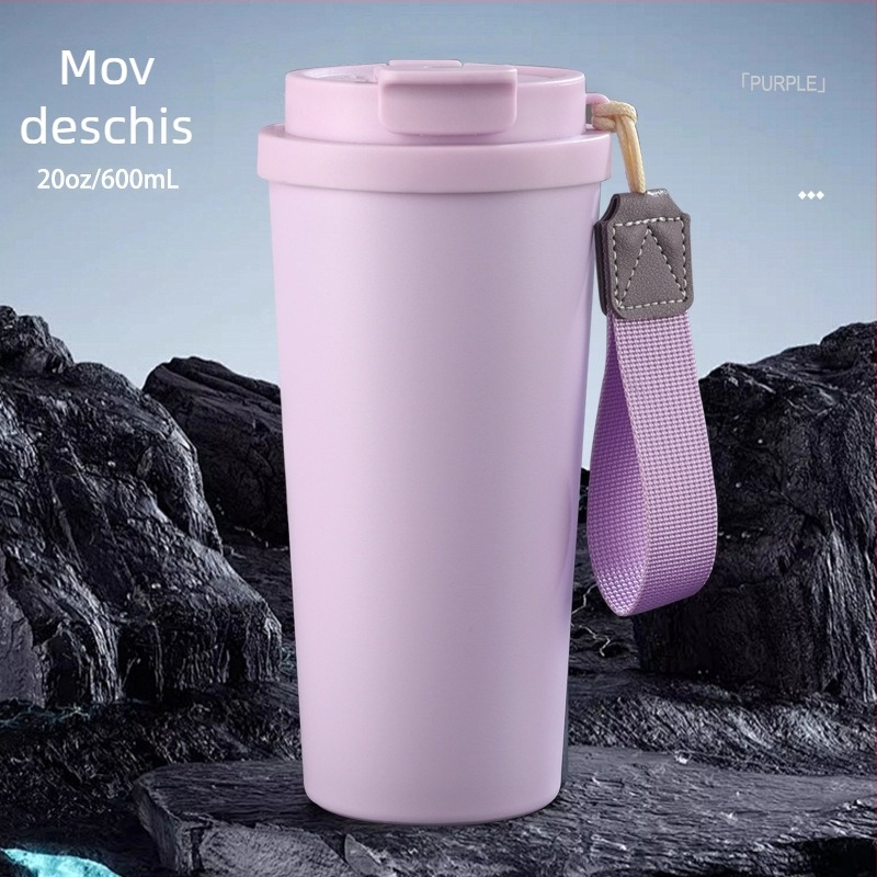 Termos cafea, a cincea generație, cu design de băut dublu, interior din oțel inoxidabil 304, exterior din oțel 201, izolație vid, capacitate mare