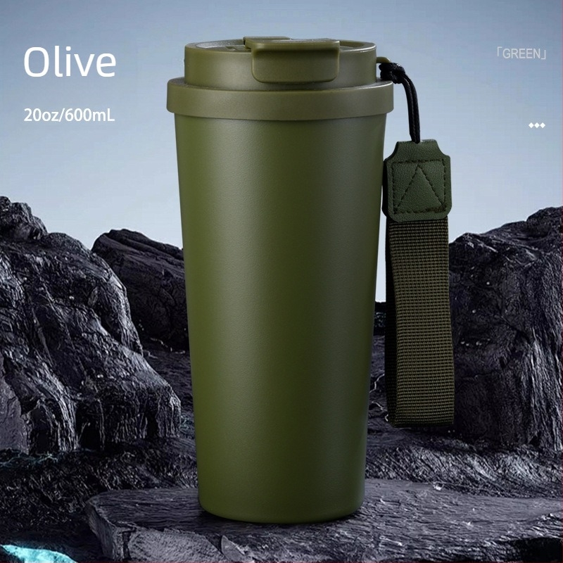 Termos cafea, a cincea generație, cu design de băut dublu, interior din oțel inoxidabil 304, exterior din oțel 201, izolație vid, capacitate mare