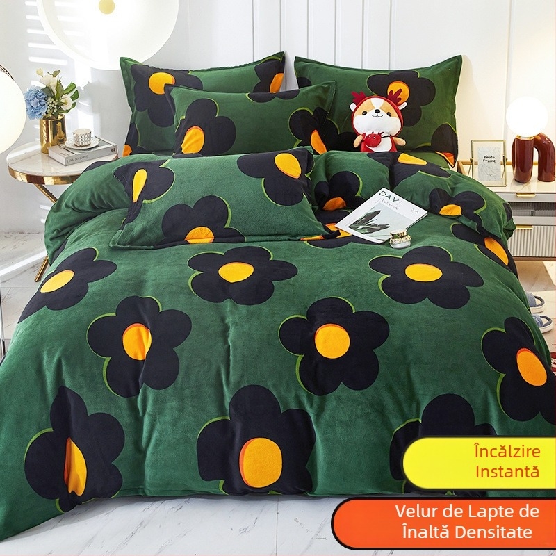 Husă de pilotă din velur lăptos, cu două fețe, căptușeală pufoasă de iarnă, model: dungi, geometric, desen animat; țesătură periată; imprimare și vopsire; husă de pilotă