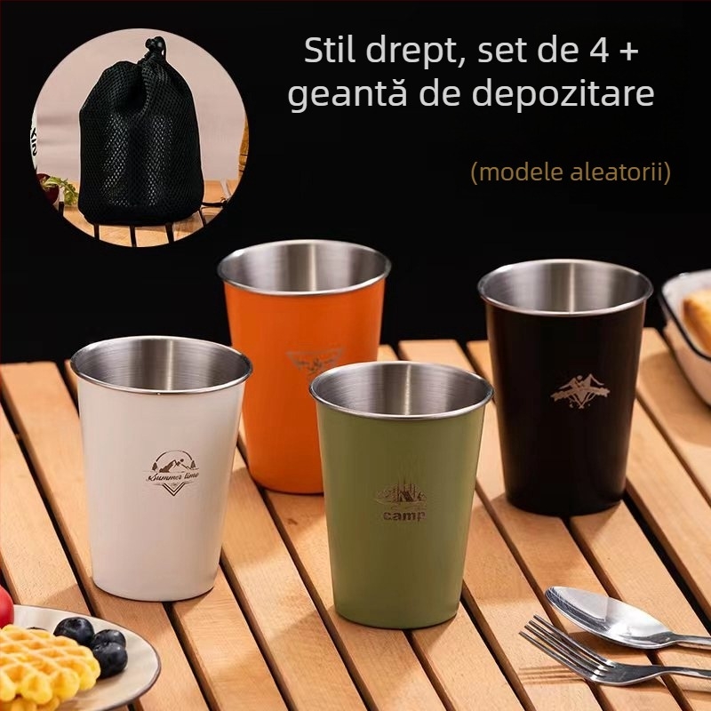 Ceașă de camping pentru cafea, din oțel inoxidabil 304, cu un singur strat, portabilă, model A300-350, greutate 58 g, pentru 1 persoană