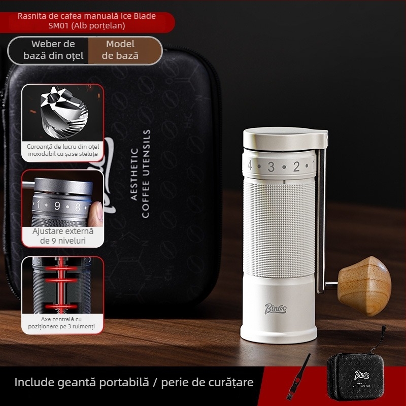 Bincoo râșniță manuală de cafea din oțel inoxidabil, reglare externă – 500 g