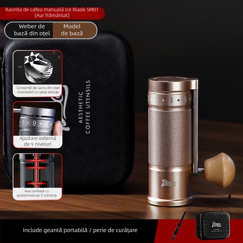 Bincoo râșniță manuală de cafea din oțel inoxidabil, reglare externă – 500 g