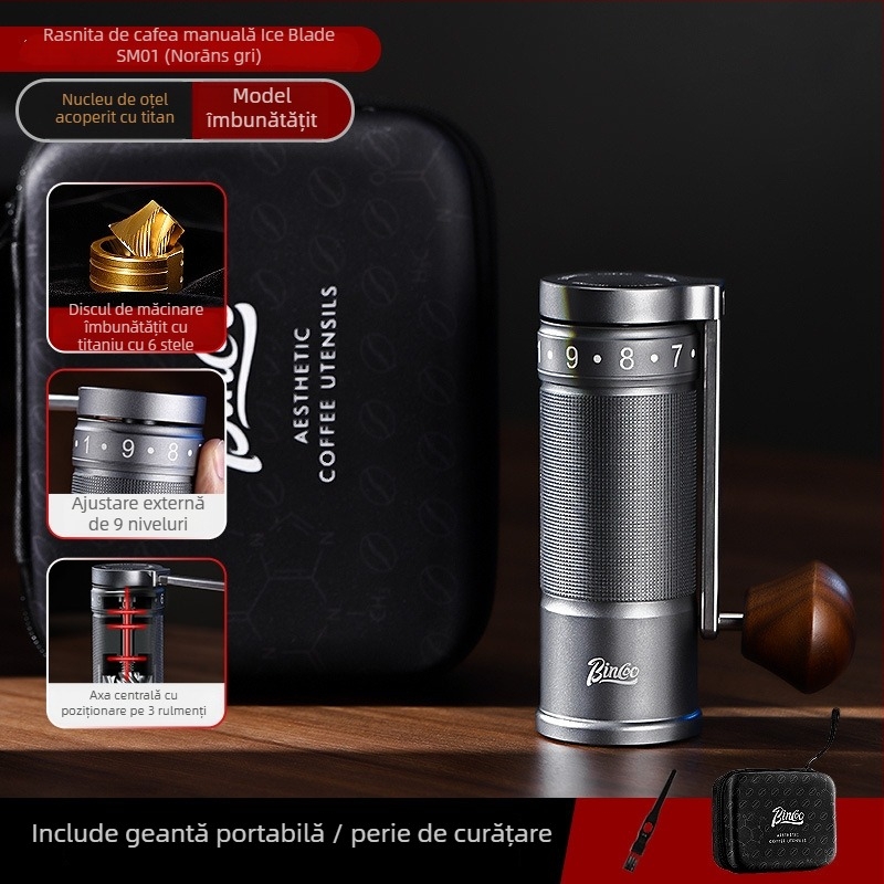 Bincoo râșniță manuală de cafea din oțel inoxidabil, reglare externă – 500 g